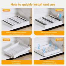 1 opakowanie rozszerzalnej, wysuwanej szuflady kuchennej z klejem, wysuwany organizer do szafki, wysuwana szuflada teleskopowa do szafki kuchennej, do organizacji spiżarni, regulowana szerokość 32-53 cm