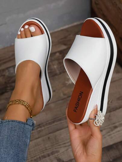 2025 Summer New High Heel Women Sandals, Slip-On Mule, Versatile Casual Shoes, Outdoor Slide Sandals, Holiday Beach Sandals, Black And White Sandals, Platform Sandals, Wedge Sandals, Bohemian Sandals