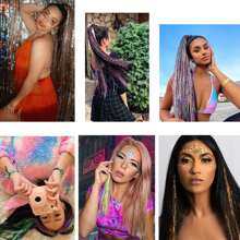 发饰套装 4/6/10 件 800/1200/2000 股银色发饰接发仙女发饰耐热闪亮闪光接发 适合女性 - 彩色 - 查看 7