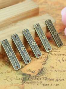 10 件手工金属标签合金手工吊坠珠饰金属标签标记用于 DIY 珠宝制作工艺品配件礼物手工金属标签矩形标签标记手工标签吊坠珠饰用于 DIY 工艺品礼物珠宝制作包包钱包缝纫金属复古标签 DIY 包包衣服帽子