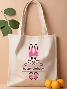 1pc Customized Large Capacity Fashionable Minimalist Portable Single-Compartment Tote Bag, Unique, Customized Name/Logo, Suitable For College Students, Office, Grocery Shopping, Walking, Personalized, DIY Gift, Foldable