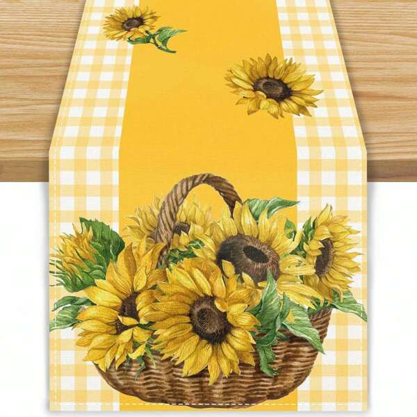 1PC Spring Table Runner Sunflower Fall Doily Farmhouse Sunshine Farmhouse Spring Summer Fall Home Kitchen Decor Table Decor