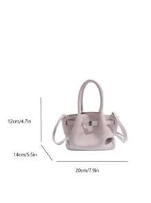 2025 新款复古时尚褶皱手提包，简约通勤斜挎单肩包 - 粉色 - 查看 8