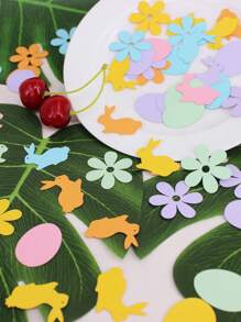 100pcs Multicolor Bunny, Egg, Flower Shaped Easter Decorative Confetti - Multicolor - View 5