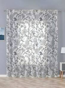 1 件春夏花卉数码印花半透明窗帘，卧室、客厅、家居装饰装饰窗帘，四季皆宜，加厚面料 100g - 彩色 - 查看 2