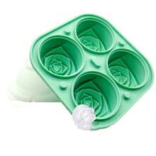 (限时优惠) 1 件烘焙模具，带 4 孔的蛋糕/巧克力/果冻/布丁模具，带盖的玫瑰花冰块模具，橡胶冰格，适用于生日派对、礼物、饮料、咖啡、手工皂冰格冰块冰块柔软冰块模具冰块模具