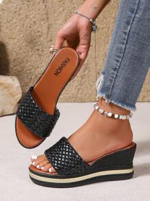 2025 New Summer High Heel Sandals, Slip-On Women Slippers, Versatile Casual Women Shoes, Outdoor Slide Sandals, Vacation Beach Women Sandals, Black & White Women Sandals, Platform Women Sandals, Espadrille Wedge Women Sandals