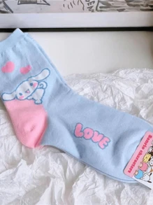 Nieuwe kindersokken Sanrio meisjes cartoon hielpatroon sokken studenten Kuromi Melody Mid-Tube antislip sokken