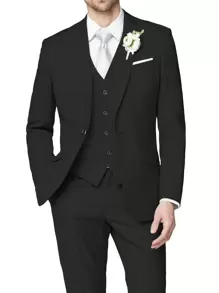 3pcs/Set Men's Lapel Neck Long Sleeve Jacket, Single-Breasted Vest, And Pants Suit