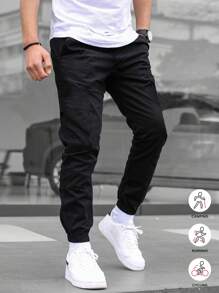 1pc Teenagers/Boys' Sports Outdoor Casual Minimalist Drawstring Waist Pants, New Spring/Autumn