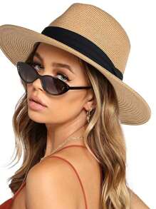 Women's Men's Wide Brim Straw Panama Hats, Fedora, Summer Beach Sun Hats, UPF Women's Straw Hats