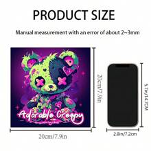 1 pieza, 7,9*7,9 pulgadas, Libro para colorear para adultos con tema lindo y espeluznante, regalo perfecto para familia y amigos en cumpleaños, Navidad, Halloween y otras fiestas, excelente para aliviar el estrés, 24 páginas, impresión de una sola cara (diseño original), de vuelta a la escuela, útiles escolares