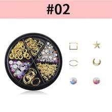 6 Grid 3D Nail Decoration Pendant Alloy Butterfly Shell Seahorse Starfish Pearl Ruby Color Round Beads 3D Metal Pendant Suitable For Nail Art Jewelry Making Technology DIY Nail Charms Nail Gems Nail Supplies
