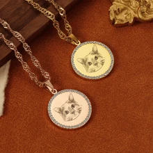 Personalized Engraved Picture Pave Disc Necklace: Custom Pet - Pattern Pendant For Pet Lovers As A Souvenir