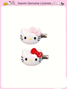 Sanrio 2 stuks Hello Kitty officiële authentieke haarspeldjes – schattige cartoon haaraccessoires, perfect cadeau voor familie, vrienden en klasgenoten