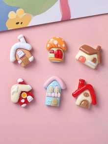 10/30pcs Assorted Cartoon Glossy Small House Shape DIY Resin Accessories For Hairpin, Phone Case, Cup, Hair Decor