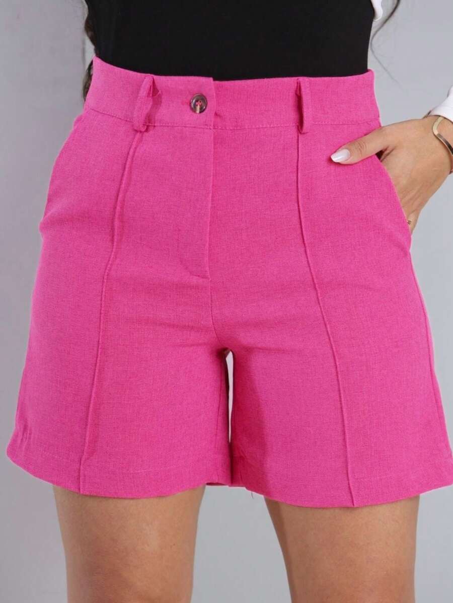 Women's Bermuda Shorts, Tailored, Linen, Rustic, With BT Loop And Knife Pocket - Rosa Fucsia - Ver 1