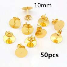 50-100pcs Stainless Steel Gold Color Earring Studs Blank Post Base Pins With Earring Stoppers Back DIY Earrings Jewelry Findings
