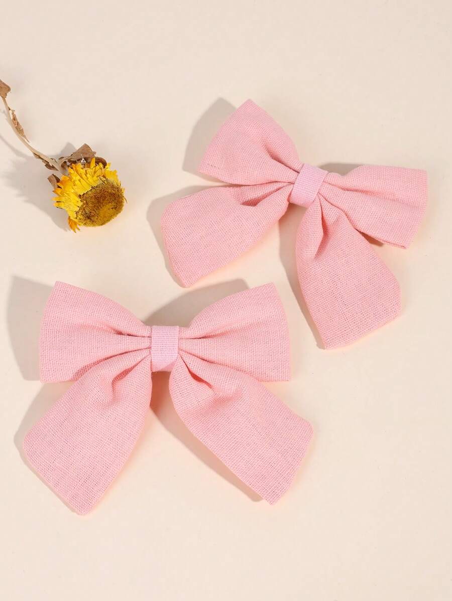 2pcs Pink Bow Hair Clips,Fabric Swallow Tail Hair Bows,Elegant Hair Accessories For Toddlers Kids Daily Use - Pink - View 1