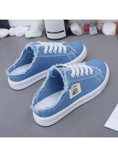 Women's Spring Casual Canvas Slip-On Flat Sneakers, Loafer Shoes