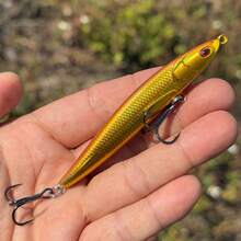 1pc Laser Projection Sinking Fishing Lure, Heavy Duty Fishing Bait - Gold - View 6