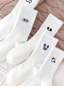 6 Pairs Random Funny Mid-Calf Socks For Men, Soft & Comfortable, Cushioned Moisture-Wicking, Suitable For Outdoor, Business, Casual, And All Kinds Of Parties