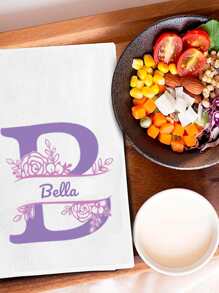 1pc Custom Tea Towel, Personalized Kitchen Towel, Customized Name Initial Bathroom & Dish Towel - Vintage Roses & Personalized Name, Super Soft , Wedding/Housewarming Gift For Her, Christmas 2025.