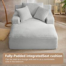 LUCKHAO 49.2" Oversized Chaise Lounge Chair, Comfy Corduroy Fabric Single Sofa Chair, Upholstered Reading Lounge Chair With Pillows For Living Room Or Bedroom, Frameless Design, Dark Grey - Màu Xám nhạt - Xem 6