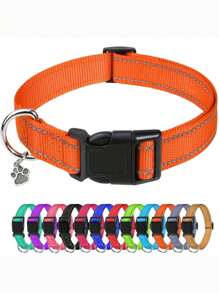 Gepersonaliseerde hondenhalsband, gepersonaliseerd met geborduurde naam van huisdier en telefoonnummer, 4 verstelbare maten: extra klein, klein, medium, groot, met snelsluiting en D-ring