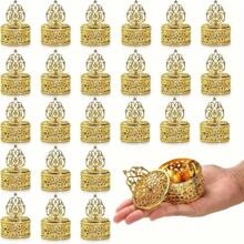 12pcs/24pcs Candy Gift Boxes, Mini Candy Container Boxes With Golden Lids, Plastic Wedding Party Favor Boxes, Chocolate Candy Boxes, Suitable For Party, Wedding, Banquet, New Year, Birthday, Christening, Valentine's Day, Tea Party, Chocolate, Candy, Can Be Used As Wedding Decorations - Gold - View 1