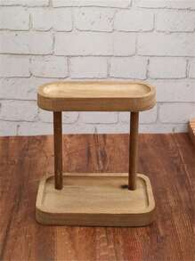 1 szt. 2-poziomowa wolnostojąca drewniana półka - wielofunkcyjny regał do przechowywania na biurku, odpowiedni do wystroju wnętrz, biżuterii, kosmetyków i artykułów piśmiennych - bez metalowej rury, półki pionowe