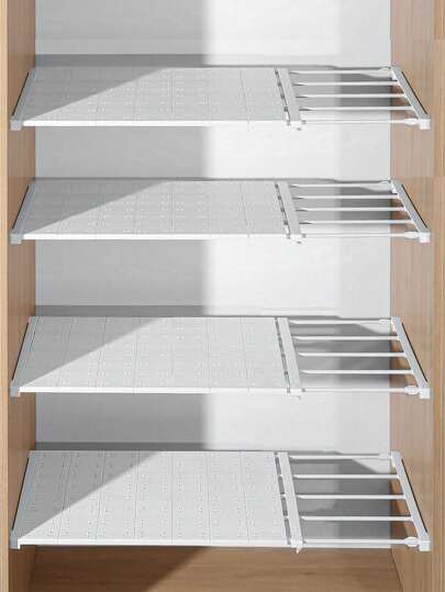 1 件式橱柜无需钻孔隔板搁板储物整理器，可调节壁橱架，适用于衣柜、橱柜、鞋架、厨房水槽储物架