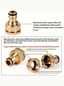 2pcs/4pcs/6pcs Brass Faucet Tap Connector 1/2'' 3/4'' Thread Quick Adapter Washin Machine Gun Fast Connect Fitting Hose 2 In 1 Tap Water Pipe Connect Tap Adapter Spray Nozzle Tool Set - Multicolor - View 9