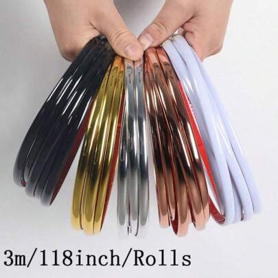 3M/Roll PVC Decorative Stripe With Metallic Feeling, Self-Adhesive Wall Edge, Door & Window Trim, Furniture Countertop Finishing, Bumper Guard, Caulk Strip, Car Interior Trim