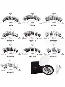 1 par de set de pestañas postizas magnéticas, pestañas magnéticas naturales simuladas impermeables, pestañas magnéticas sin pegamento, una herramienta de maquillaje indispensable para viajar