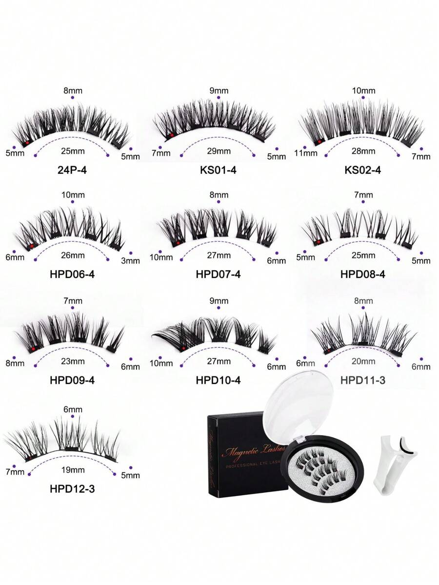 1 par de set de pestañas postizas magnéticas, pestañas magnéticas naturales simuladas impermeables, pestañas magnéticas sin pegamento, una herramienta de maquillaje indispensable para viajar