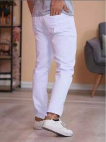 Estone Men's Skinny Jeans With Elastane - 白色 - 查看 4