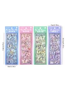 1 Card 6 Butterfly Stickers Crystal Flash Butterfly Laser Waterproof Pet Notebook Bag Diy Gooka Notebook Material Paper Suitable For Hand-Collage Notebook Decoration Family Small Items Decoration For Children Students Classmates Friends Gifts,School Supplies,Back To School