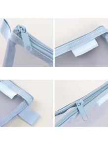 1 件透明网状铅笔盒，大容量学生考试铅笔袋，便携简约设计，带透明存储空间