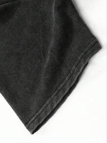 Men's Casual Distressed Snow Flake Print Vintage T-Shirt, Spring/Summer - Black - View 4