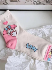 Nieuwe kindersokken Sanrio meisjes cartoon hielpatroon sokken studenten Kuromi Melody Mid-Tube antislip sokken