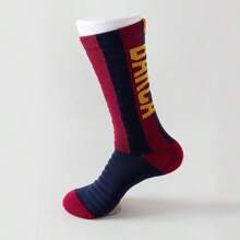 1 Pair Barcelona Red Professional Football/Soccer Socks For Men, Anti-Slip Training Sports Socks With Terry Towel Sole, Mid-Calf Athletic Socks
