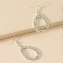 Set de 2 pares de pendientes con colgantes de gota de agua completamente cubiertos de rhinestones, regalo de lujo para mujeres para fiesta