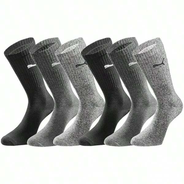 Puma 6 paires de chaussettes équipage pour hommes Puma, combinaison noire-grise-anthracite