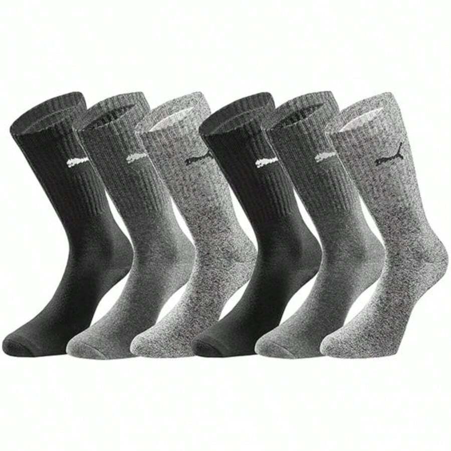Puma Men Crew Socks 6-Pack Combo Black-Grey-Anthracite - Grey - View 1