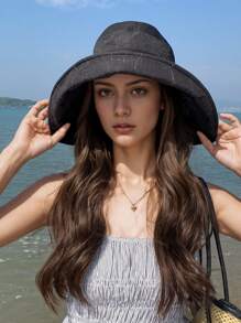 1pc Women's Spring/Summer New Branch & Leaf Bowknot Patchwork Bucket Hat, Fashion Versatile Breathable Face & Sun Protection, Suitable For Travel, Vacation, Shopping, Adjustable Large Brim Bucket Hat, Everyday Use - A - View 12