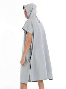 1pc Solid Color Quick-Dry Wearable Towel, Simple Adult Couple Hooded Beach Bath Towel, Sand-Free, Lightweight, Changing Robe, Portable, Small Size, Ideal For Beach, Surfing, Swimming, Diving, Traveling Summer Wedding Home Bathroom Decor Beach Wear Back To School