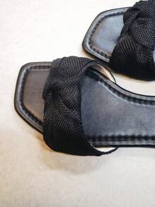 2025 Spring/Summer New Flat Sandals, Strap Bow Decor, Black Casual Fashion Slippers