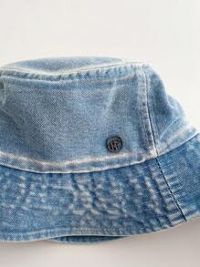 1 pieza Sombrero tipo cubo vintage lavado con ala ancha para mujer, sombrero casual transpirable de protección solar, moda retro versátil