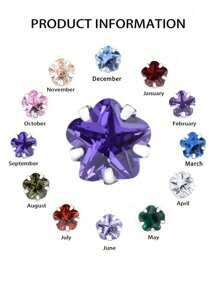 1Pair 925 Sterling Silver Birthstone Stud Earrings For Women Tiny Flower Stud Earrings For Multiple Piercings Different Sizes Stud Earrings 3mm 4mm 5mm 6mm Valentines